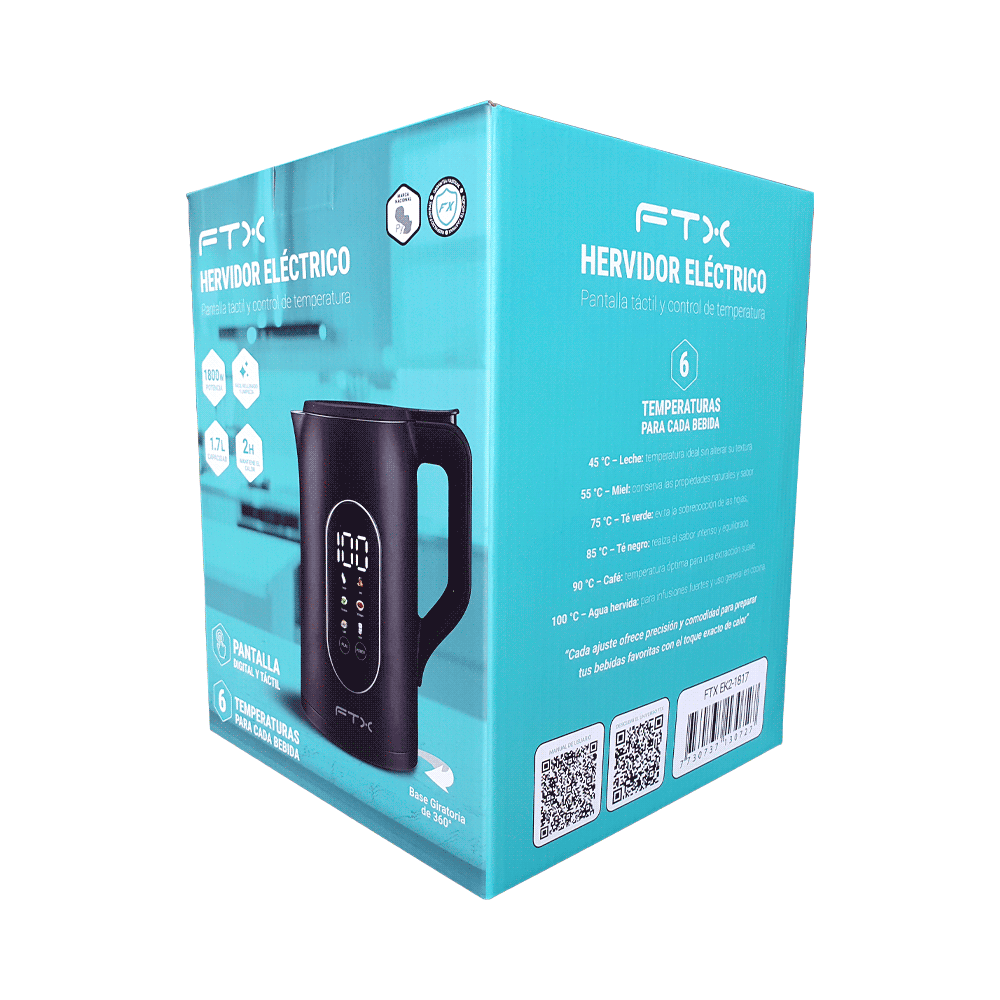 JARRA ELÉTRICA FTX 1.7L 1800W 220V TOUCH INOX EK2-1817