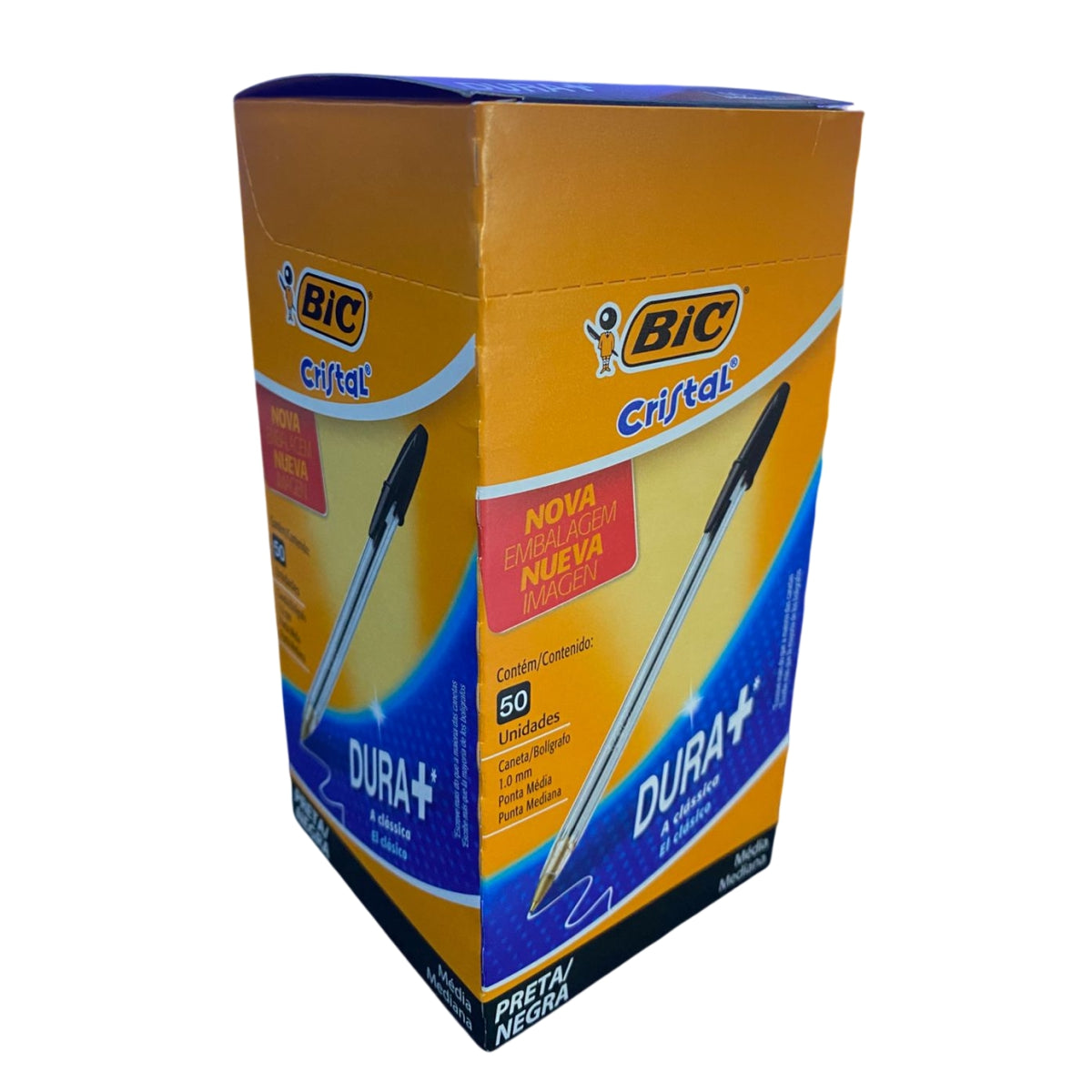 BOLIGRAFO BIC 1MM CRISTAL COLOR NEGRO CAJA X 50 UNIDADES COLOR DEL EXTERIOR TRANSPARENTE