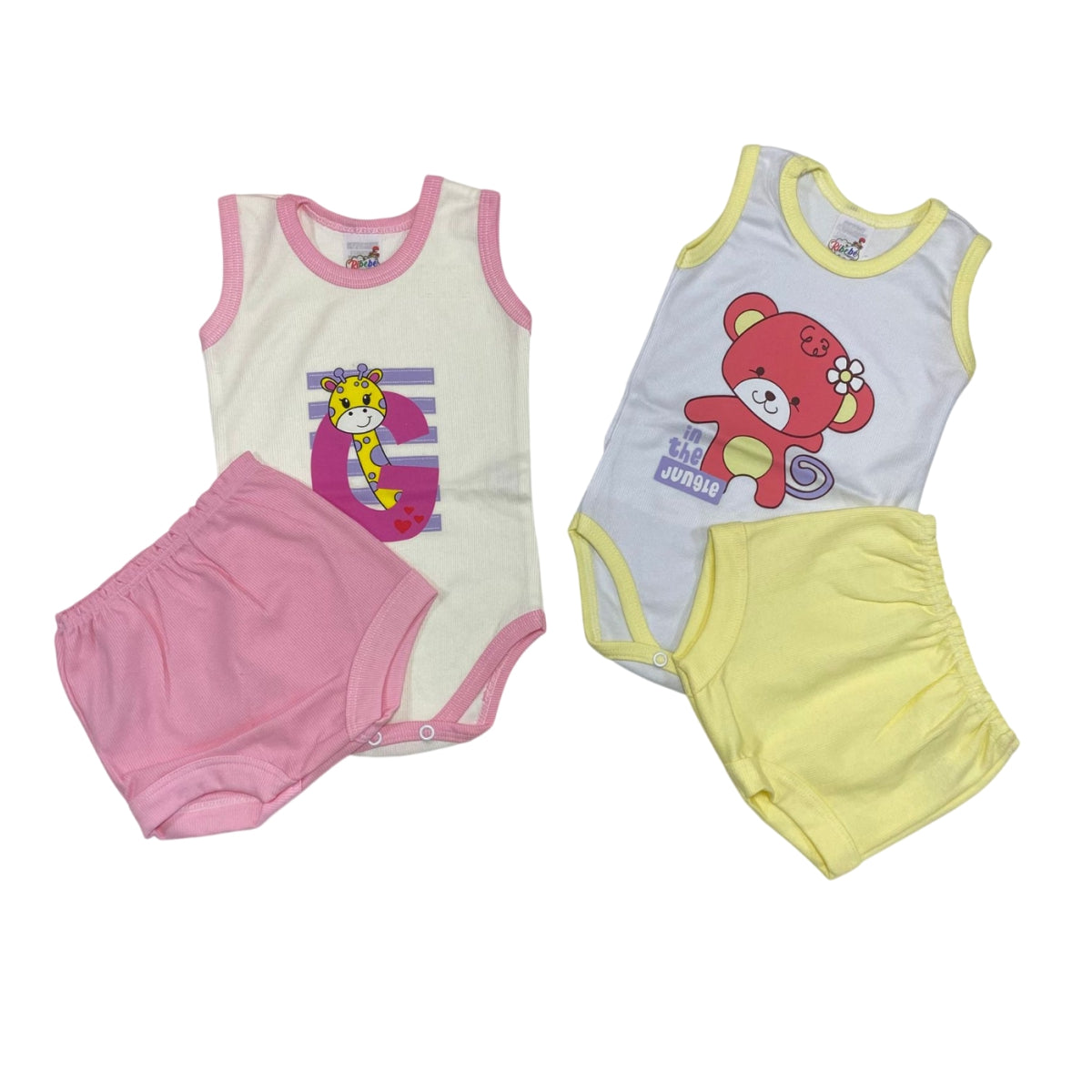 KIT CON 2 CONJUNTOS FEMENINOS DE BODY CON SHORT, DISPONIBLE EN TAMAÑOS: P, M, G