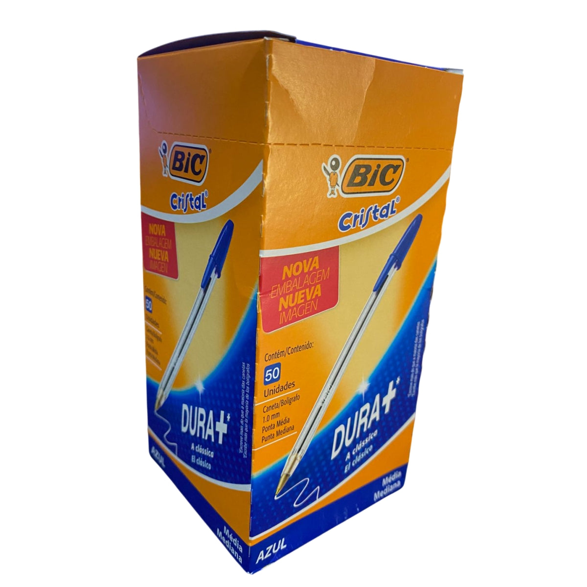 BOLIGRAFO BIC 1MM CRISTAL COLOR AZUL CAJA X 50 UNIDADES COLOR DEL EXTERIOR TRANSPARENTE